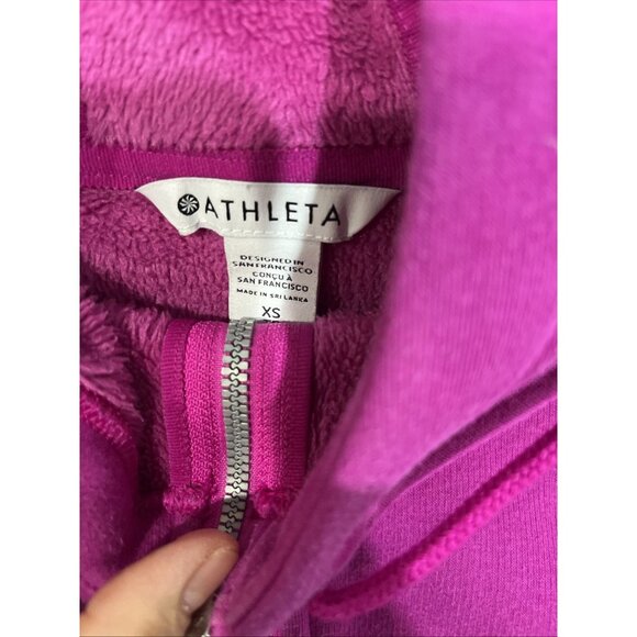 Athleta Cozy Karma Sweater Womens XS Pink 1/4 Zip Hoodie Pullover Fleece Running - Picture 5 of 10